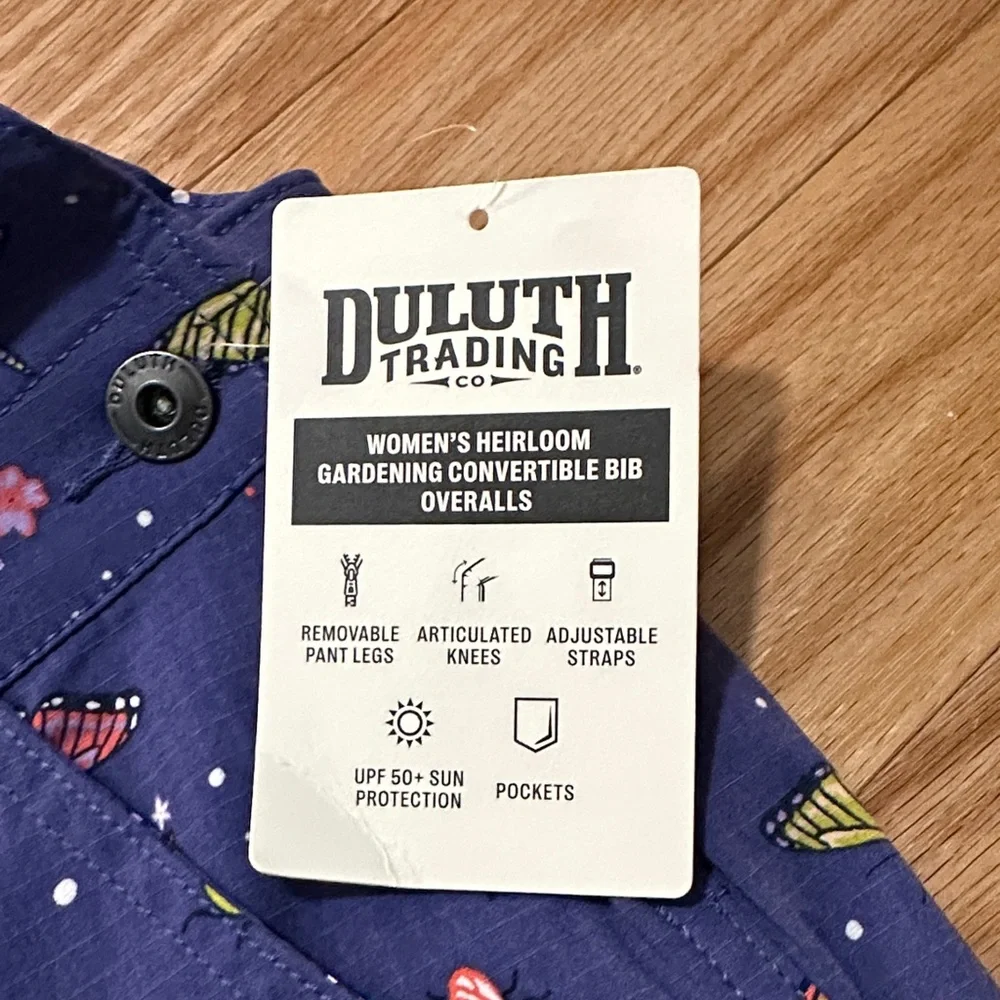 Duluth Trading Co Women’s Navy Butterfly Convertible Overalls - Picture 4 of 4